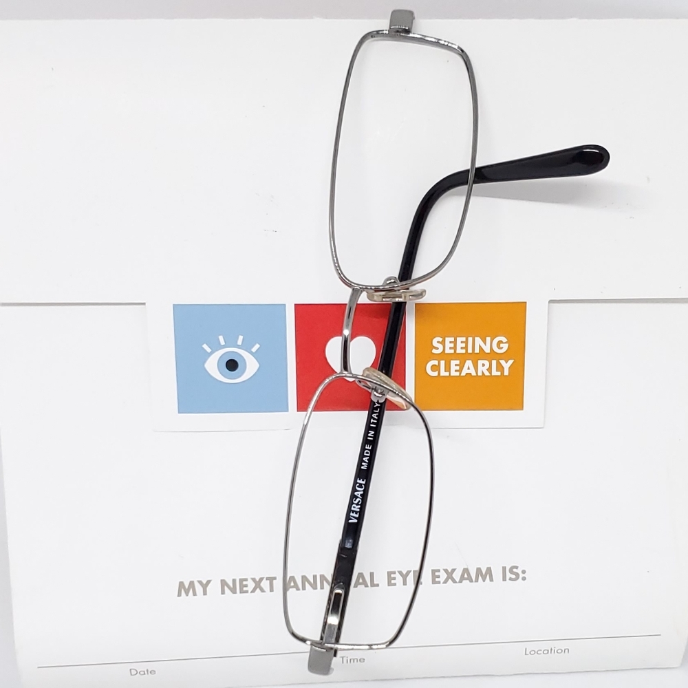 Versace Gunmetal Rectangular Eyeglass Frames - image 1